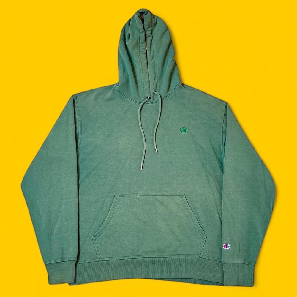 Champion Green Hoodie Men’s Large Embroidered Logo Pullover Sweatshirt